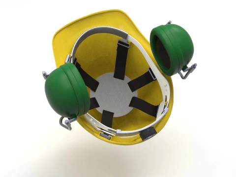 Safety helmet with protective glasses 3D Model