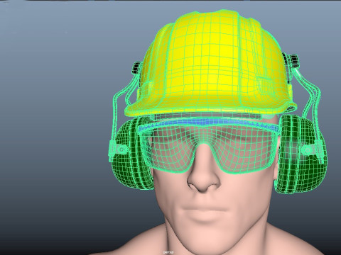 Safety helmet with protective glasses Modello 3D