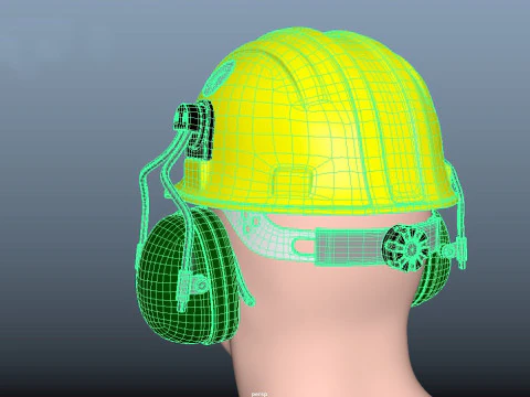 Safety helmet with protective glasses 3D Model