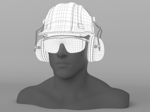 Safety helmet with protective glasses Modello 3D