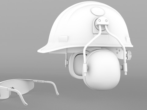 Safety helmet with protective glasses Modello 3D