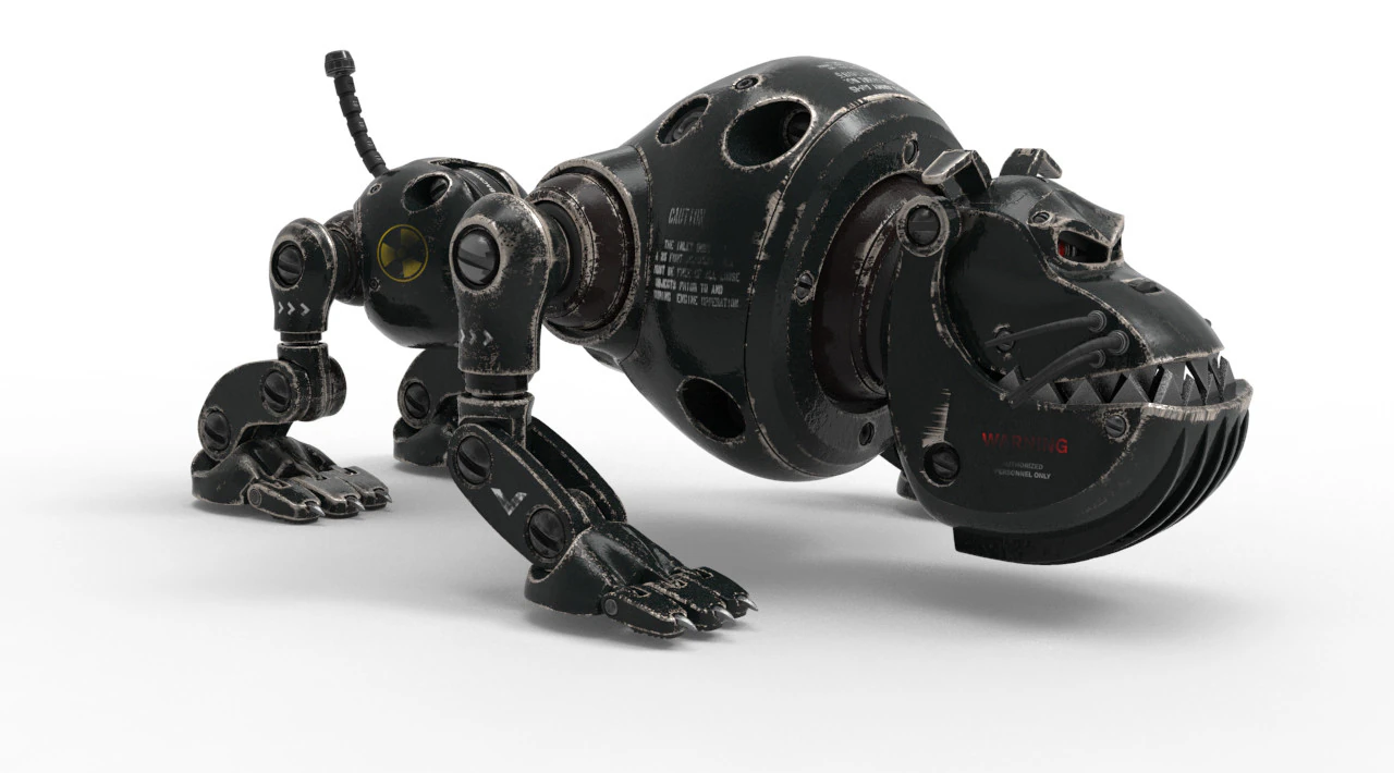 Cyborg Robot Dog 3D Model .c4d .max .obj .3ds .fbx .stl .blend 