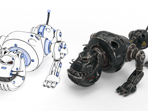 Cyborg Robot Dog 3D Model