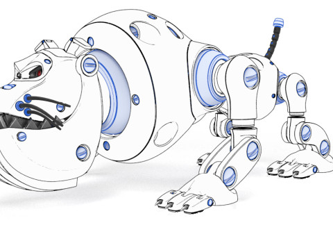 Cyborg Robot Dog 3D Model