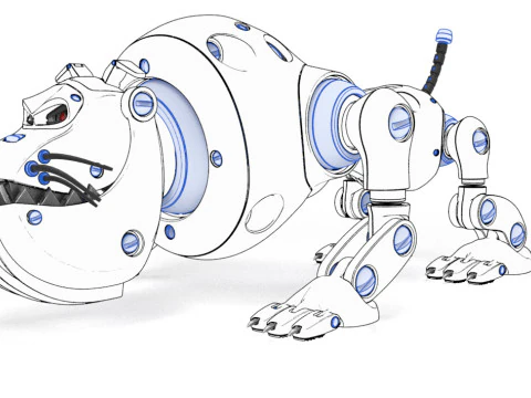 Cyborg Robot Dog 3D Model
