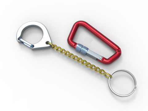 Set Of Keys with chain and carabiner 3D 模型