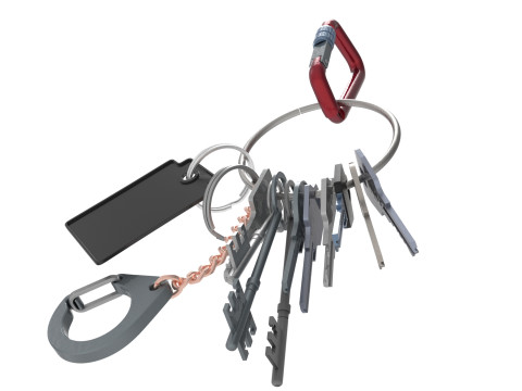 Set Of Keys with chain and carabiner 3D 模型