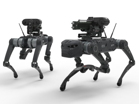 Military Robot Dog with a carbine Model 3D