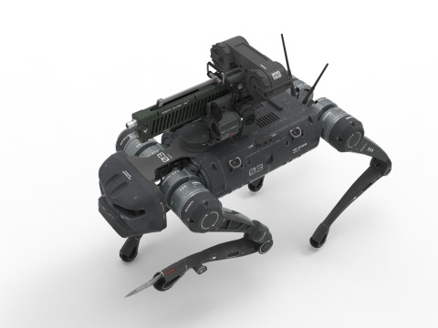 Military Robot Dog with a carbine Modèle 3D