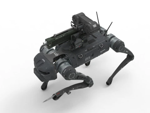 Military Robot Dog with a carbine 3D Model