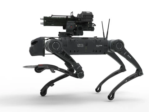 Military Robot Dog with a carbine 3D Model