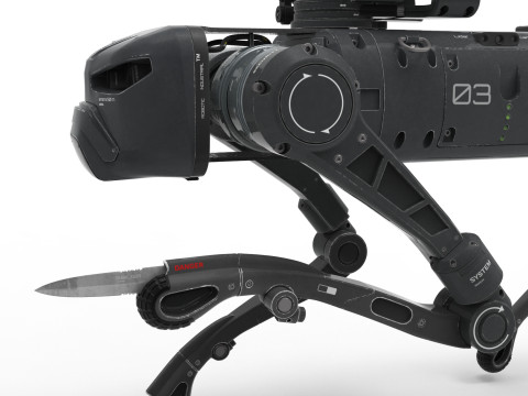 Military Robot Dog with a carbine Modèle 3D