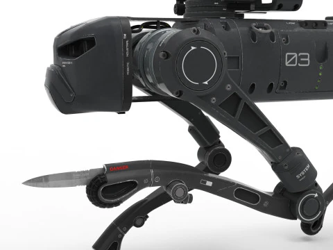 Military Robot Dog with a carbine 3D Model