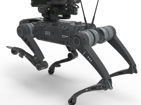Military Robot Dog with a carbine Modèle 3D