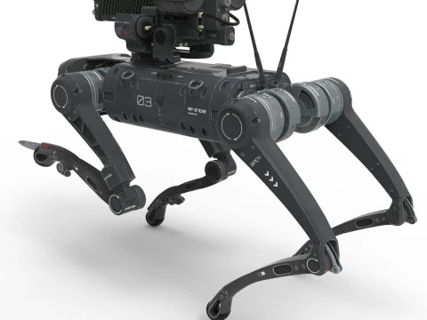 Military Robot Dog with a carbine 3D Model