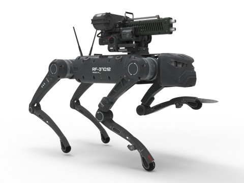 Military Robot Dog with a carbine Modèle 3D