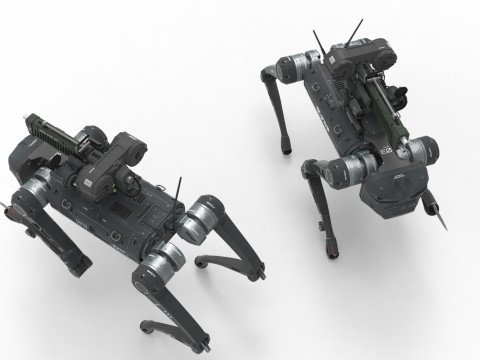 Military Robot Dog with a carbine Modèle 3D