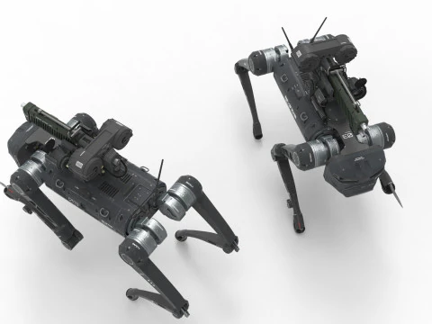 Military Robot Dog with a carbine 3D Model
