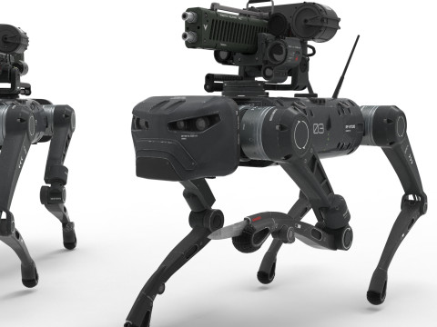 Military Robot Dog with a carbine Modèle 3D