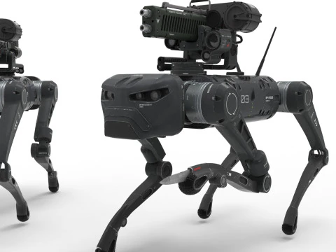 Military Robot Dog with a carbine 3D Model