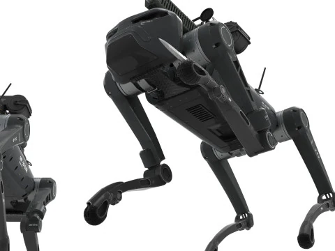 Military Robot Dog with a carbine 3D Model