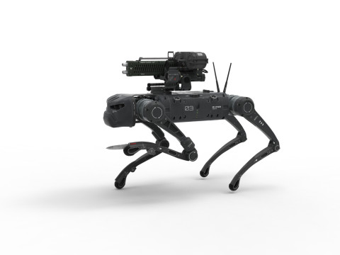 Military Robot Dog with a carbine Modèle 3D