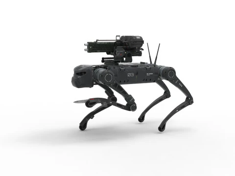 Military Robot Dog with a carbine 3D Model