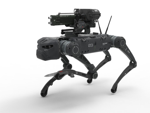 Military Robot Dog with a carbine Modèle 3D