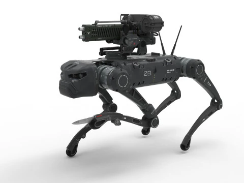 Military Robot Dog with a carbine 3D Model