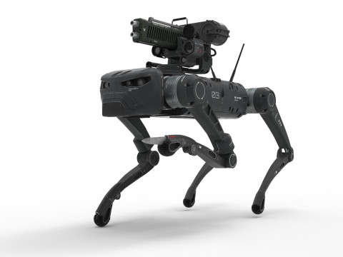 Military Robot Dog with a carbine Modèle 3D