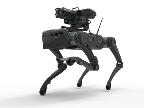 Military Robot Dog with a carbine 3D Model