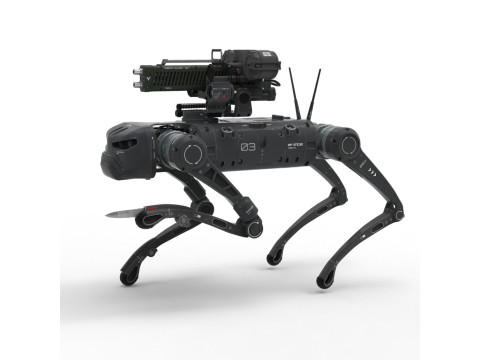 Military Robot Dog with a carbine Modèle 3D