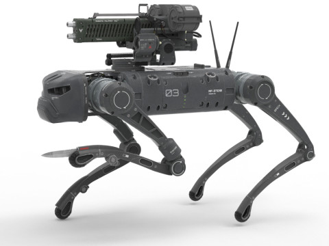 Military Robot Dog with a carbine Modèle 3D