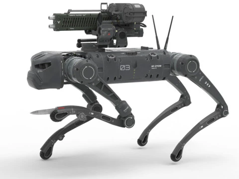Military Robot Dog with a carbine 3D Model