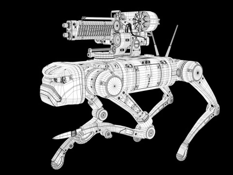 Military Robot Dog with a carbine 3D Model
