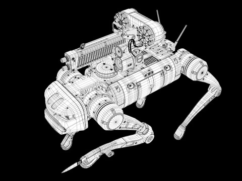 Military Robot Dog with a carbine 3D Model