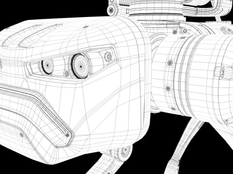 Military Robot Dog with a carbine 3D Model