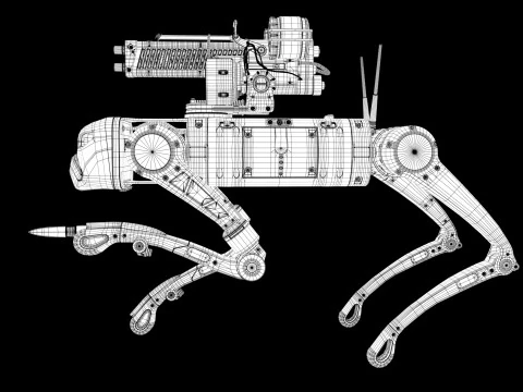 Military Robot Dog with a carbine 3D Model