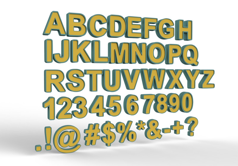 Letters and numbers of the English Alphabet Modelo 3D .c4d .max .obj .3ds .fbx .stl .blend