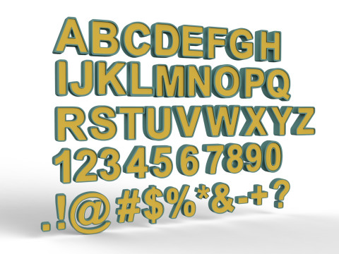Letters and numbers of the English Alphabet 3D Модель