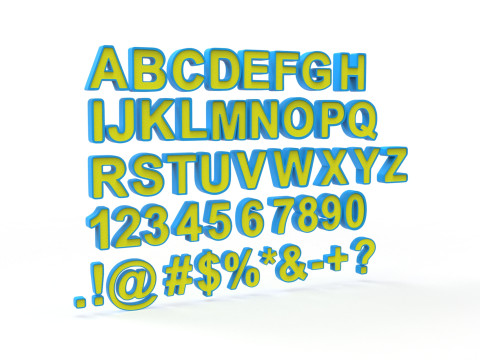 Letters and numbers of the English Alphabet Modelo 3D