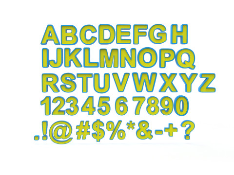 Letters and numbers of the English Alphabet Modelo 3D