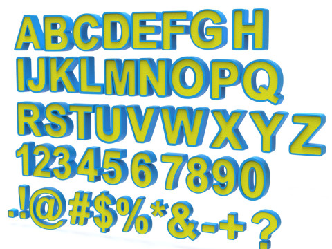 Letters and numbers of the English Alphabet Modelo 3D