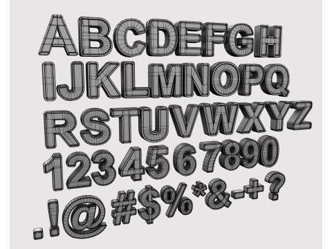 Letters and numbers of the English Alphabet Modelo 3D