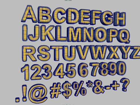 Letters and numbers of the English Alphabet Modelo 3D