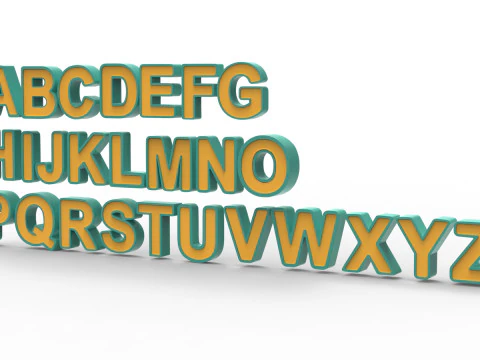 Букви і цифри англійського алфавіту 3D Модель