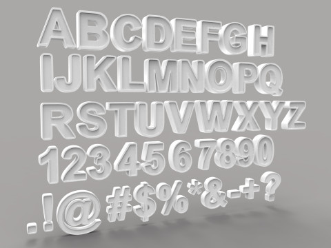 Letters and numbers of the English Alphabet Modelo 3D