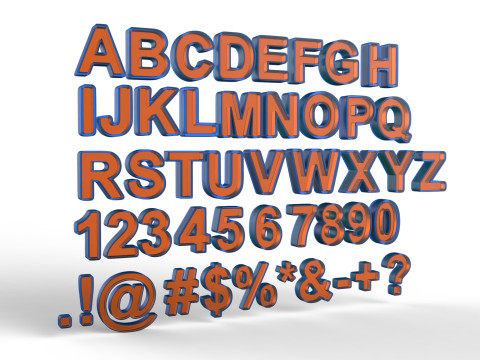 Letters and numbers of the English Alphabet Modelo 3D