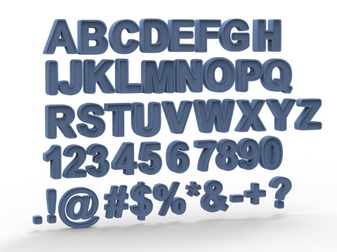 Letters and numbers of the English Alphabet Modelo 3D
