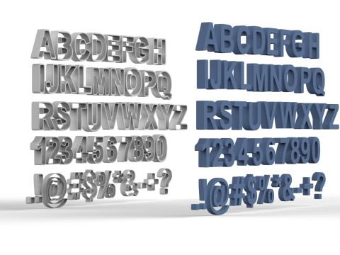 Letters and numbers of the English Alphabet Modelo 3D